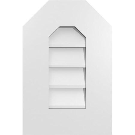 Ekena Millwork Octagonal Top Surface Mount PVC Gable Vent w/ 3-1/2"W x 1"P Standard Frame, 12"W x 18"H GVPOT12X1801SN